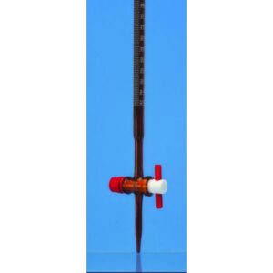 Burette classe AS, vetro borosilicato, colore ambra, ml 10:1/20, con rubinetto maschio PTFE