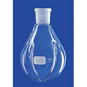 Pallone per evaporatore , forma a pera, con QUATTRO frangionda, ml 1000, cono NS 29/32, vetro borosilicato